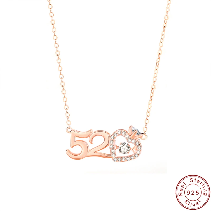 

JIALY European Original 925 Sterling Silver Necklace Rose Color AAA CZ I LOVE YOU Clavicle Chain For Women Birthday Jewelry new