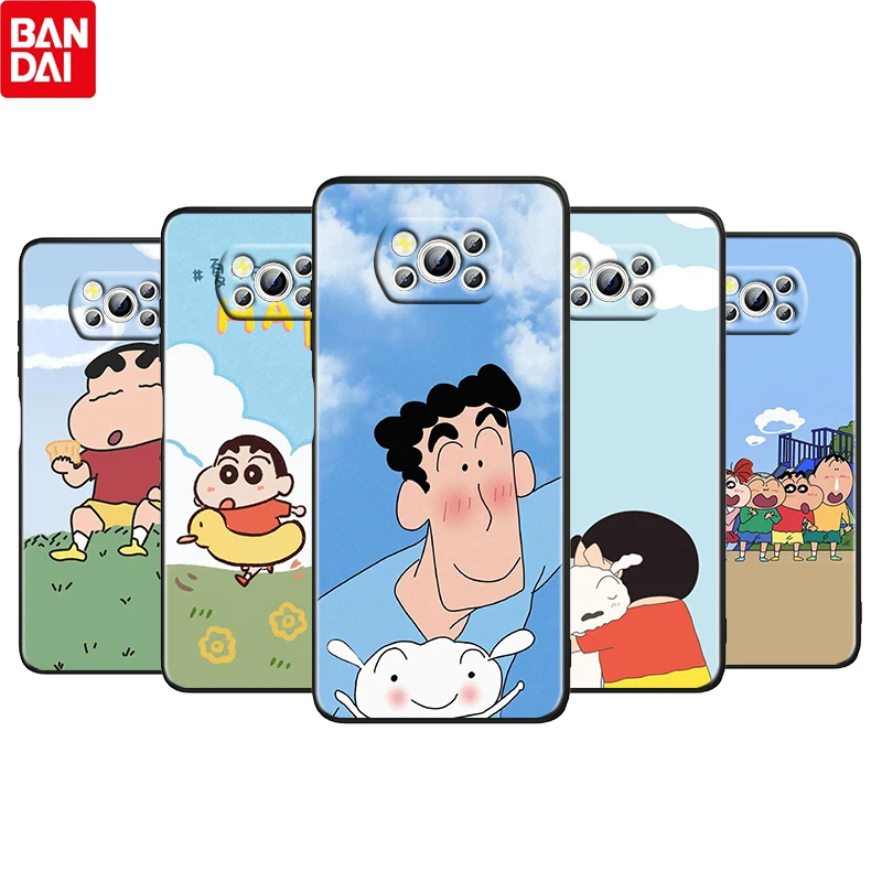 

Anime Boy Crayon Shin-chan For Xiaomi Poco M4 X3 F3 GT NFC M3 C3 M2 F2 F1 X2 Pro Mi Mix3 Soft Silicone Black Phone Case Cover