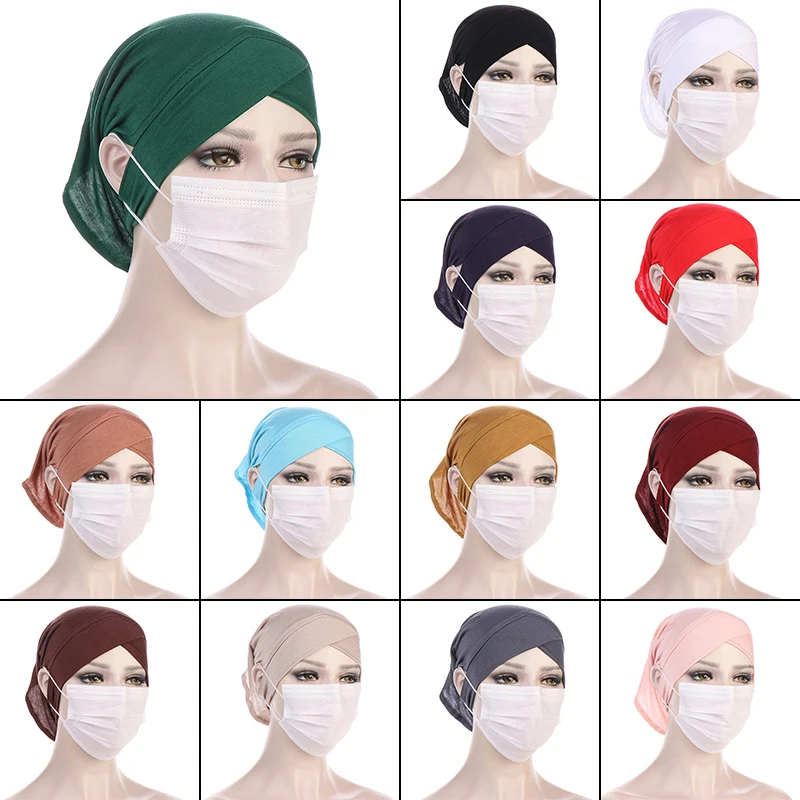 Elastic Breathable Muslim Underscarf Tube Cap Islamic Eid Prayer Hijab Bottom Hat Headwear Arab Women Head Wrap Headscarf Turban