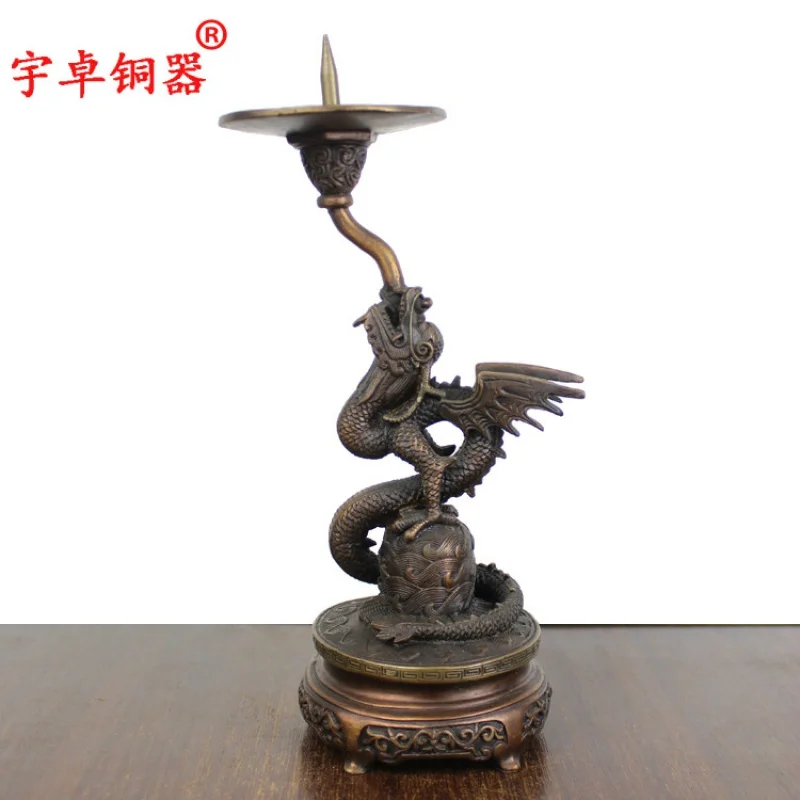 

Yuzhuo Bronze Pure Copper Candlestick Brass Candlestick Copper Candlestick Copper Dragon Candlestick Crafts Ornaments