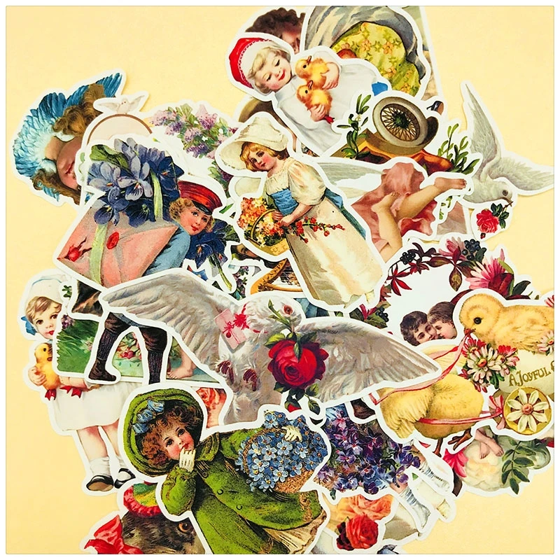 

26pcs Vintage Girl Flower Fairy Scrapbooking Stickers Girl Decorative DIY Diary Decor Stickers