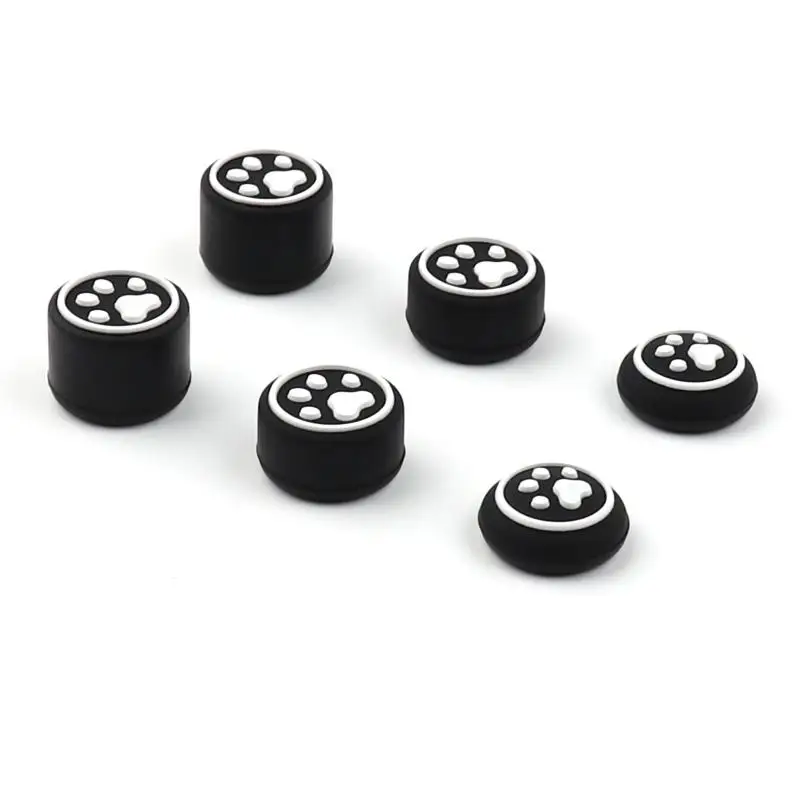 

6 Pieces Rocker Arm Cover Cats Paw With High Hat Handle Button Cover Top Hat Silicone For Switch/site/oled Joystick Rocker Cover