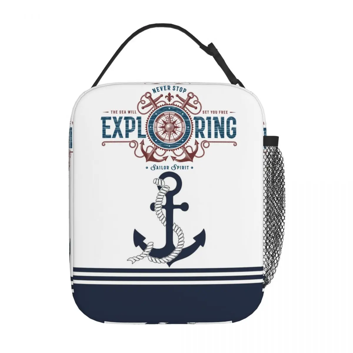 

Marine Sailor Sea Exploring Anchor Thermal Insulated Lunch Bags Compass Blue Anchors Lunch Boxes Thermal Cooler Food Container
