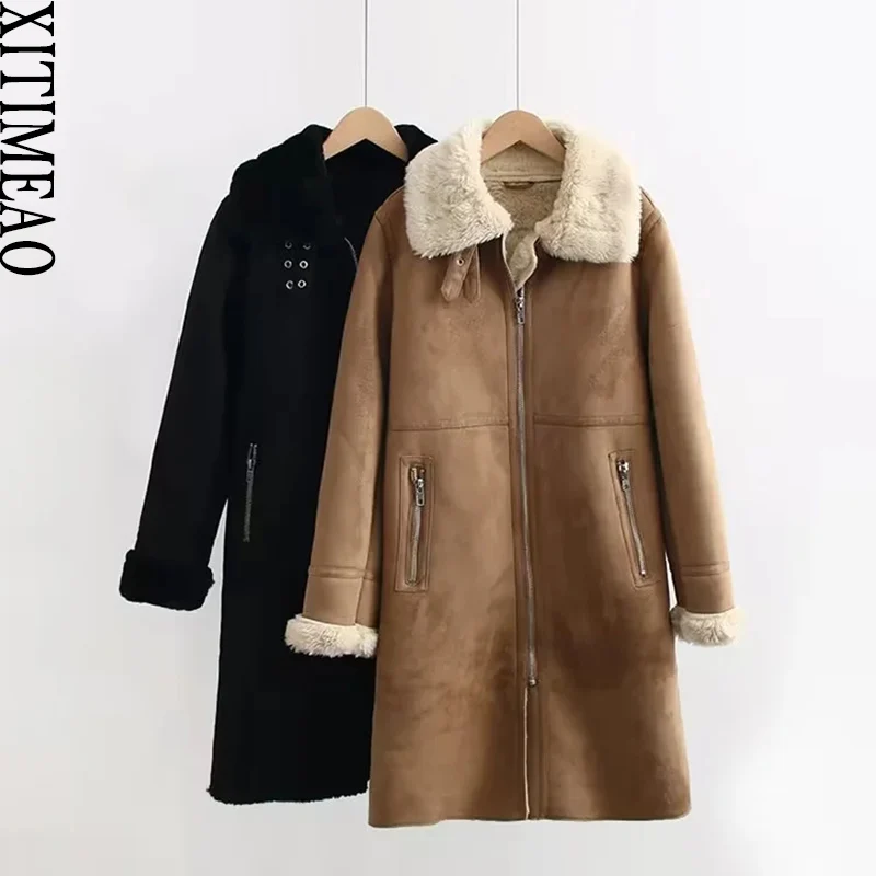 

Women New Jacket Lamb Fur Coat Winter Deerskin Long Coat Warm Cotton Padded Coat Winter Hardy Jacket