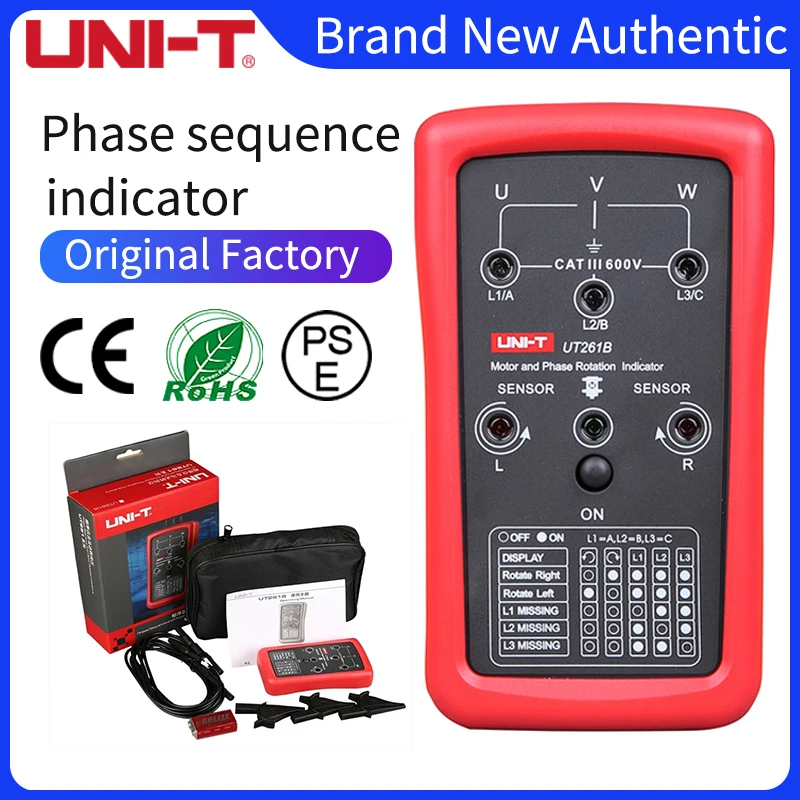 UNI-T UT261A phase sequence tester lack phase meter motor rotation indicator AC 40 700V 90 600V UT261B