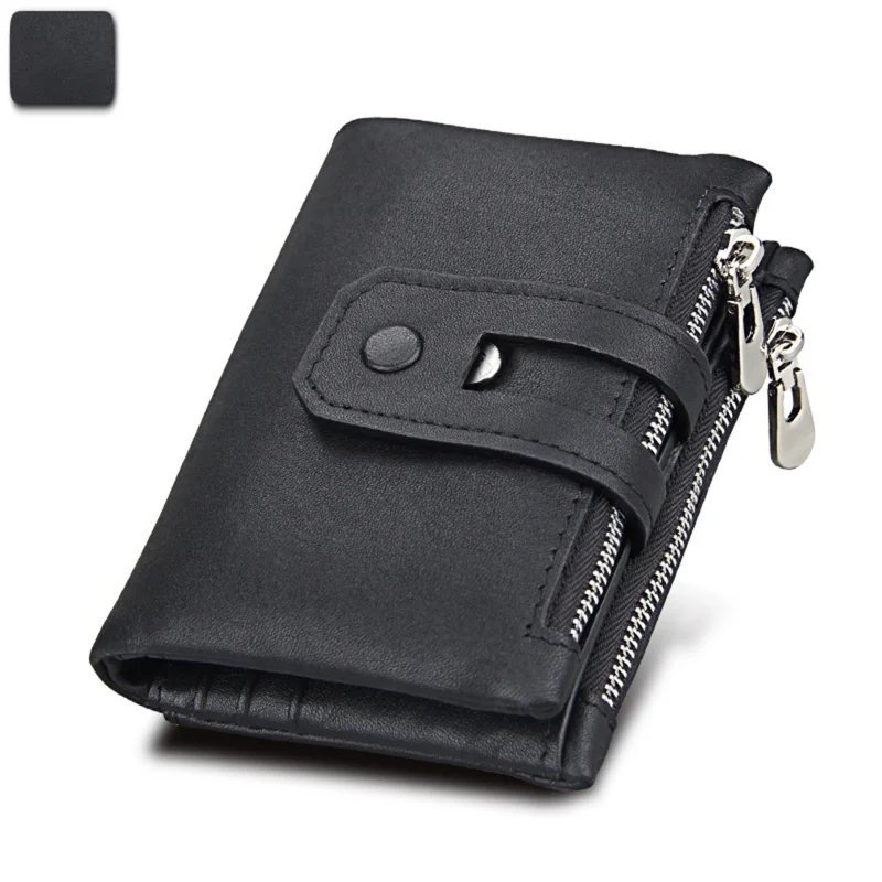 Genuine Leather Anti-theft Brush RFID Crazy Horse Top Layer Cowhide