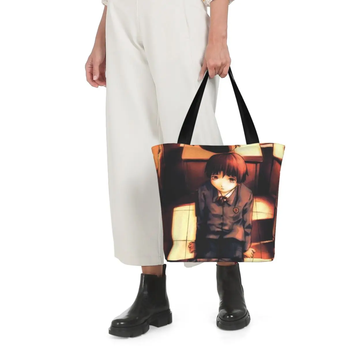 Серийные эксперименты Lain Сумка для покупок Аниме Деловые тканевые сумки Женские