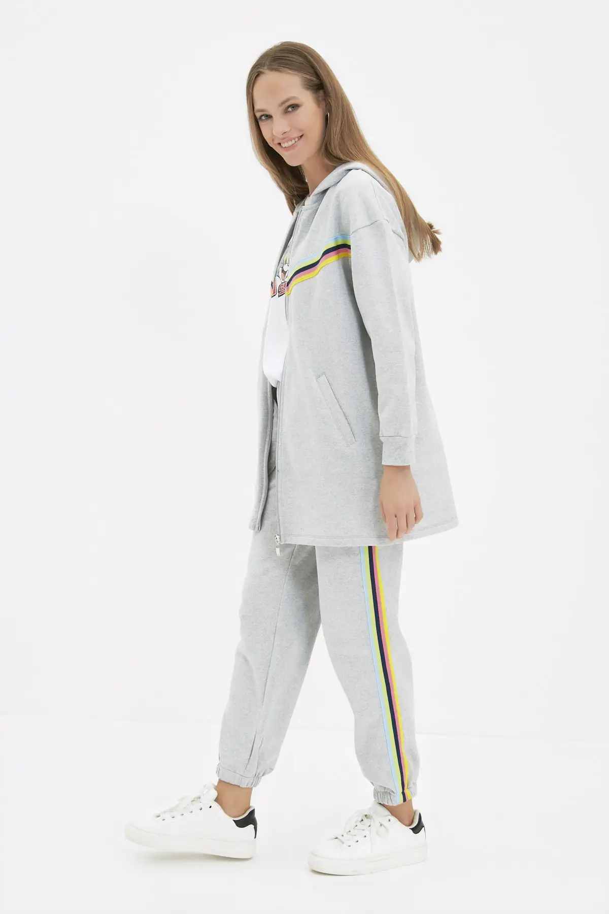 

Trendyol Hooded Color Stripe Jogger Fit Knitted Tracksuit Set TCTAW22EN0047