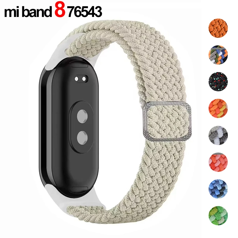 Плетеный соло-браслет для Mi band 8 эластичный регулируемый нейлоновый ремешок 4 7