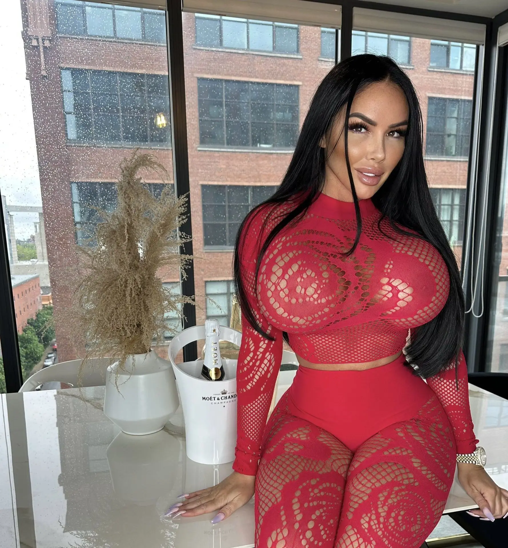 Ажурный кружевной комплект из двух предметов соблазнительный сетчатый с ложным