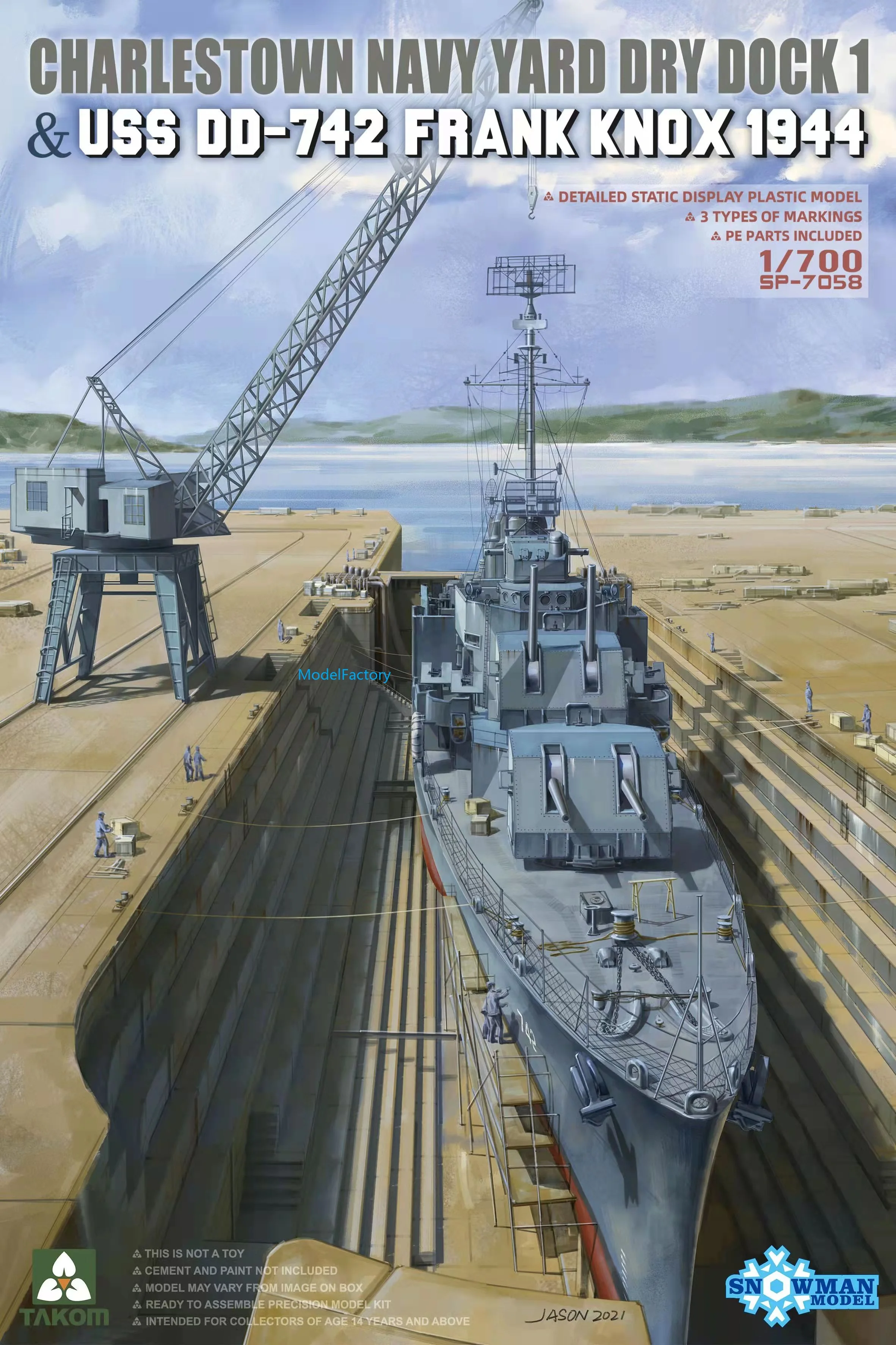 

TAKOM SP-7058 1/700 Gearing Class DD-742 Frank Knox w Charlestown Yard Dry Dock1