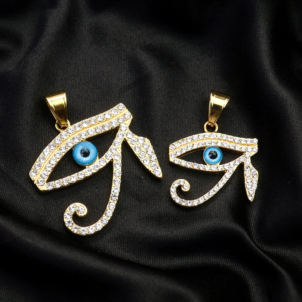 

Turkey Lucky Blue Eye of Horus Pendant Rhinestones CZ Egypt Necklace Amulet Providence Jewelry 316 Stainless Steel Charms