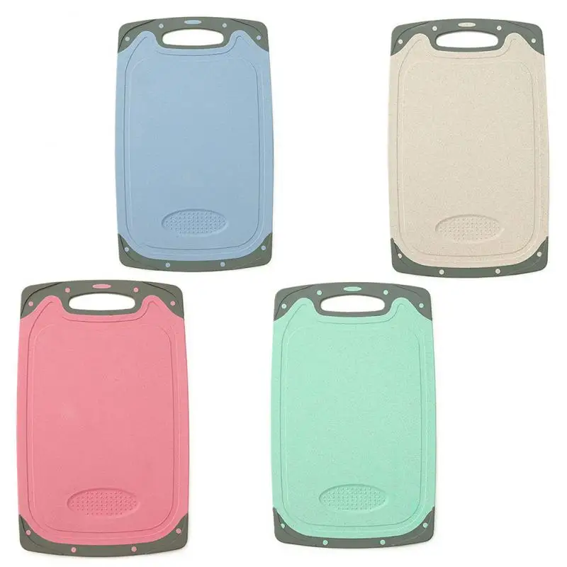 

1PCS Cutting Board Garlic Grinding Wheat Straw Vegetable Meat Chopping Board Hanging Hole Spilover Prevention Kitchen Accessory