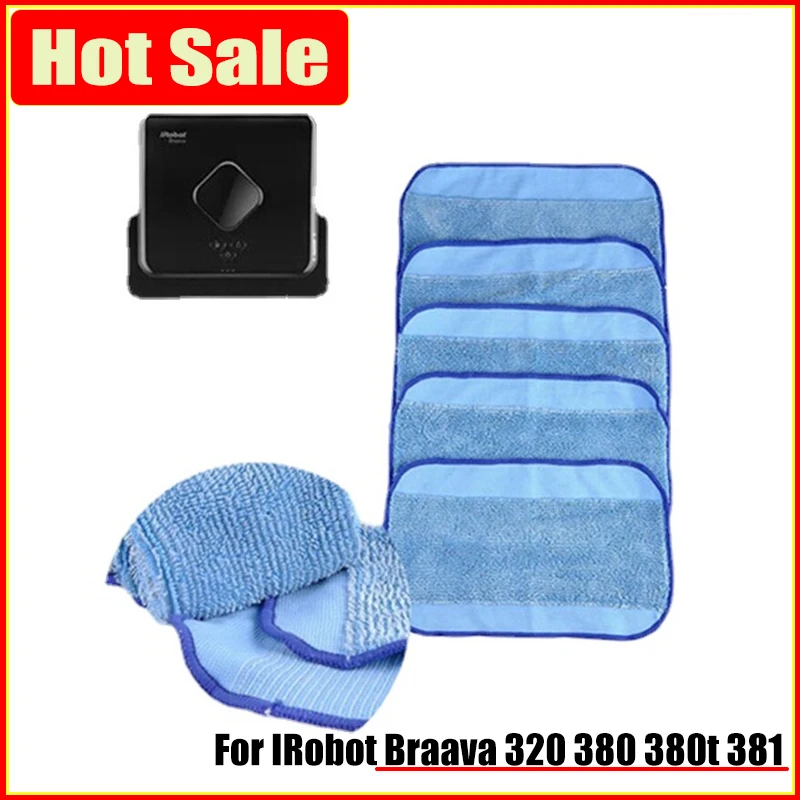 

5pcs Mop Cloth Pads Suitable for IRobot Braava 320 380 380t 381 Vacuum Cleaner Mopping Machine Wet and Dry Mop Rag Spare Parts