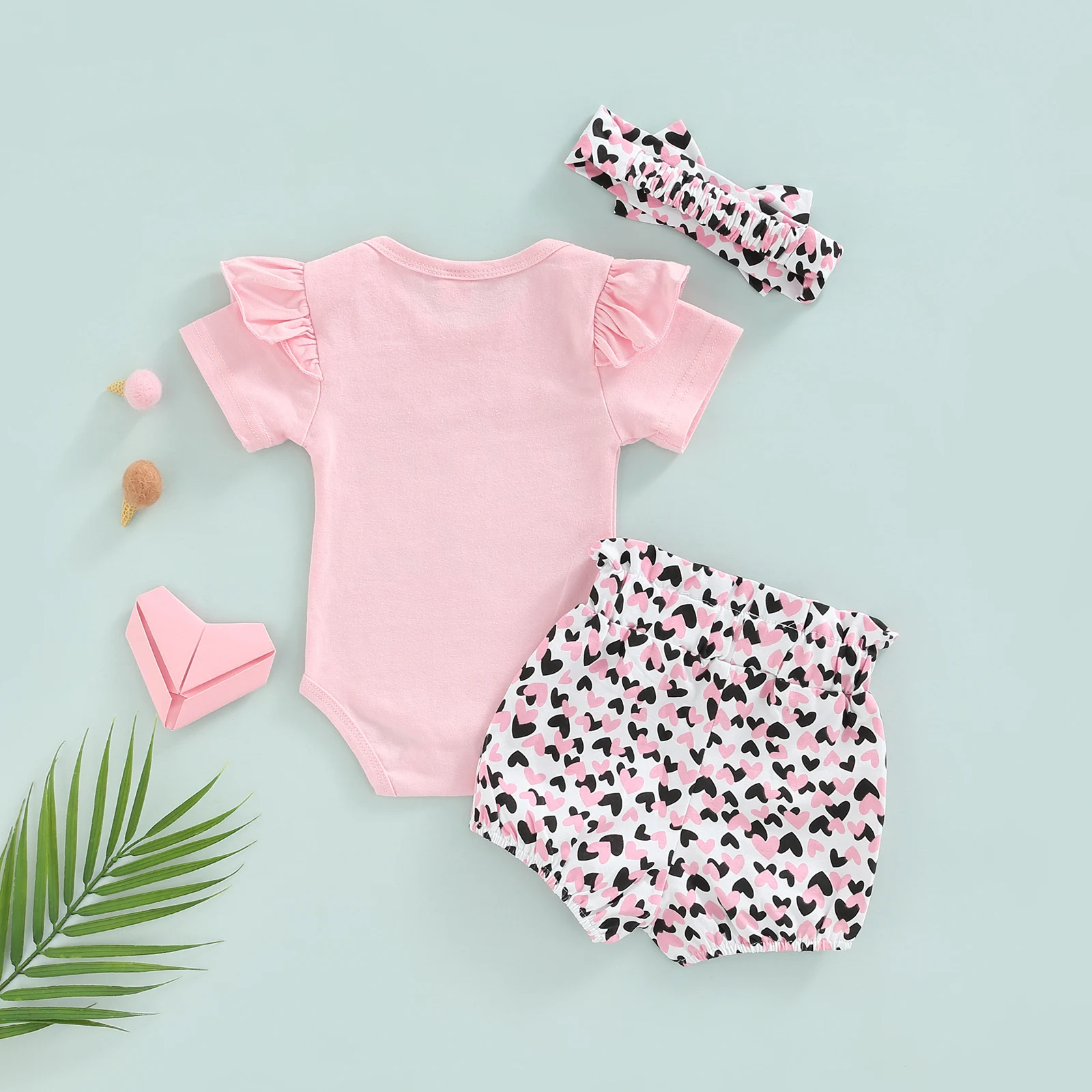 Костюм с короткими брюками для новорожденных девочек комбинезон коротким