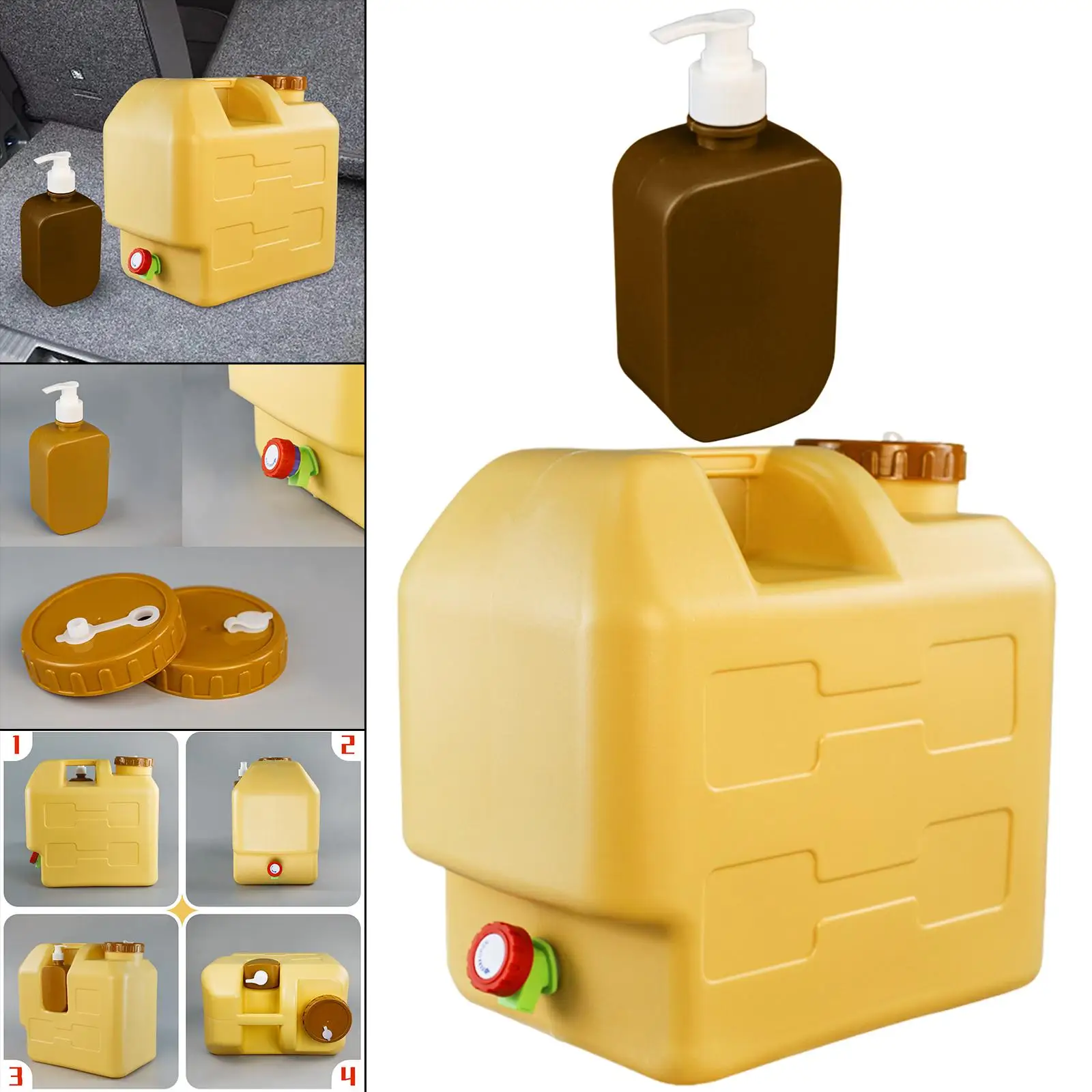 

20L Large Capacity Water Box w/ Faucet Storage Tank Water Bucket Jug Hand Sanitizer Bottle Self Driving Household Car Hiking