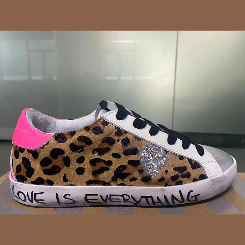 

2022 Four Seasons New Leopard Print Retro Small Dirty Shoes Fashion Sequins Star Parent-Child Sports Casual Shoes Anti-Slip ST23