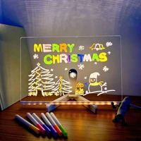 usb led night light acrylic message notes board lamp with bracket erasable children drawing board kids gifts bedroom night lamp