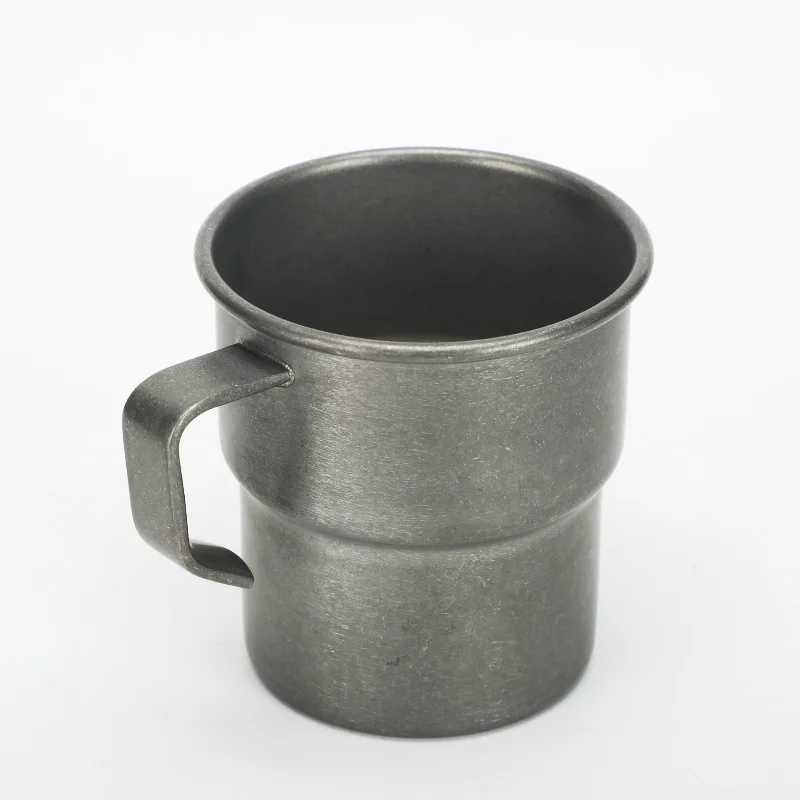 

300Ml Portable Water Cup Tableware Stainless Steel Coffee Cup Barbecue Beer Cup with Anti Scald Handle Polishing Tableware