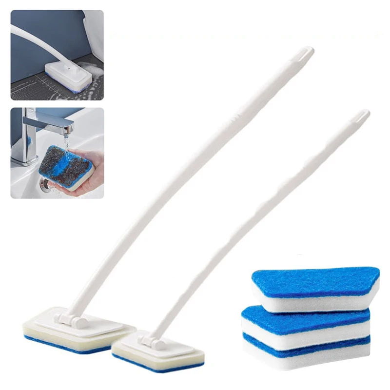 

Bathtub Tile Brushes Long Bathroom Brush Sponge Handle Cleaning Wall Ceramic Brush Multi-functional Removable Floor Household