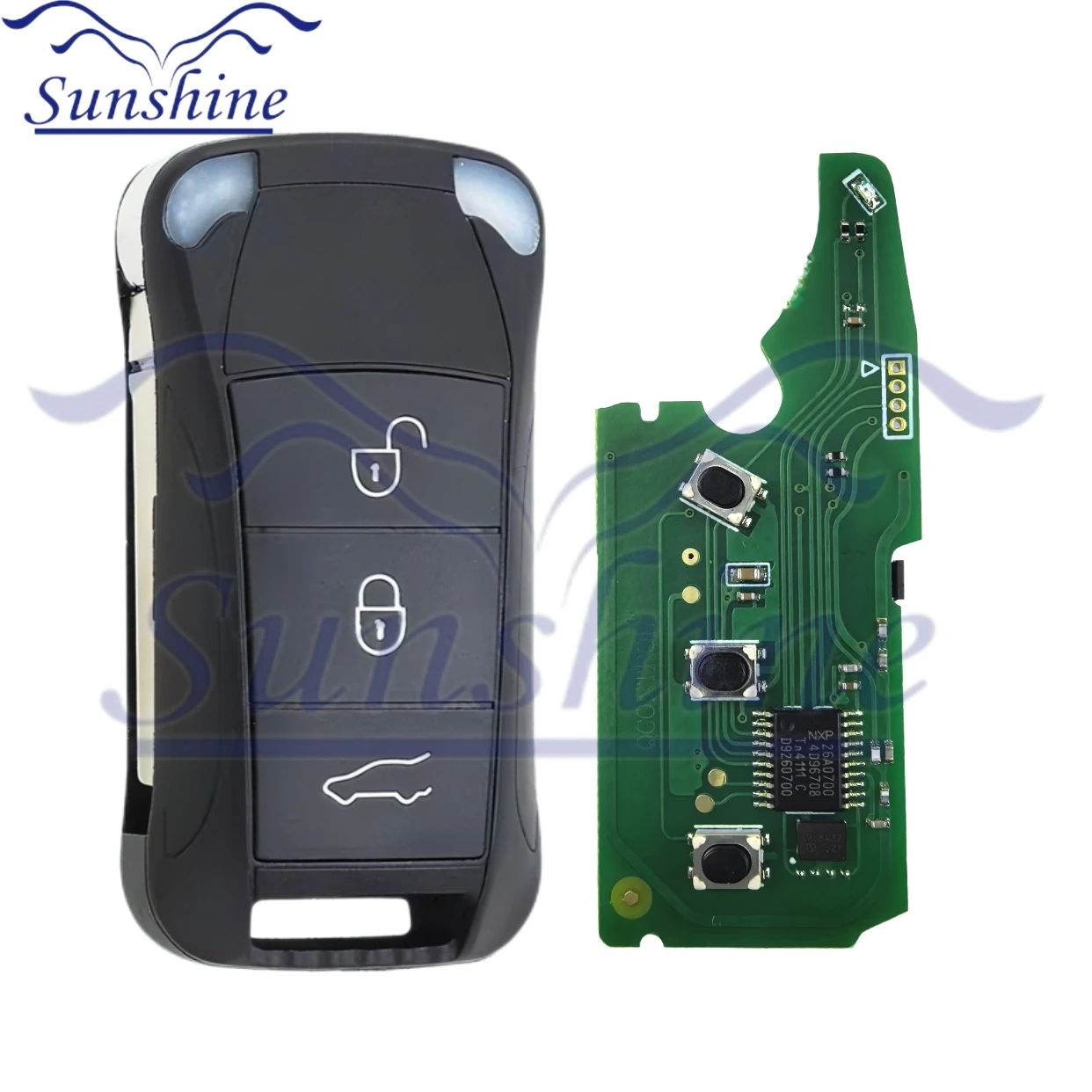 Солнцезащитный ключ от автомобиля для Porsche Cayenne GTS 2004-2011 3/4 кнопки с дистанционным управлением 315/433 МГц, складной автомобильный ключ, корпус ID46 чип PCF7946