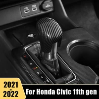 for honda civic 11th gen 2021 2022 carbon fiber car gear shift knob head cover case trim stickers interior protector accessories
