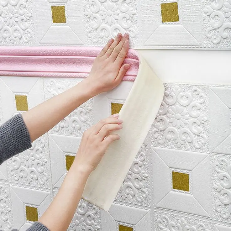 

3D Foam Wall Edge Strip Stickers Self-Adhesive Waterproof Baseboard Corner Waist Line Sticker Wallpaper Border Home Decorations