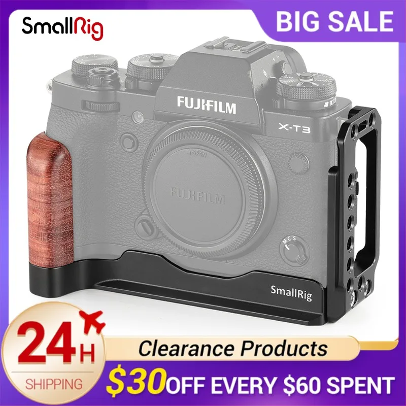 

SmallRig X-T3/X-T2 L-кронштейн для фотоаппарата Fujifilm X-T3 and X-T2, быстросъемная L-пластина с деревянной ручкой + пластина Arca Dovetail-2253