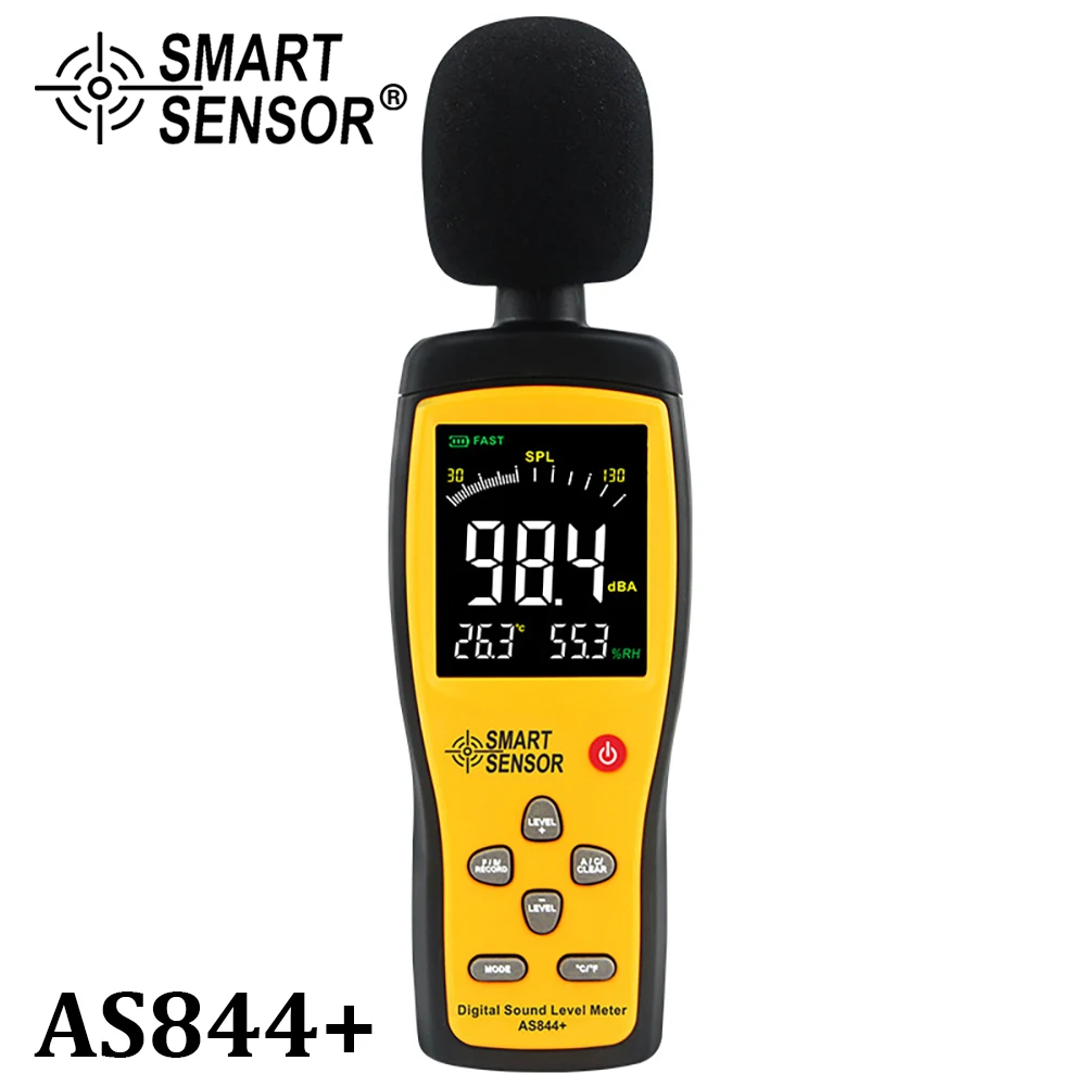 

New Digital Sound Noise Level Meter AS844+ Decibel Audio Tester 30~130 dBA Color LCD Display Automotive Microphone db Meter