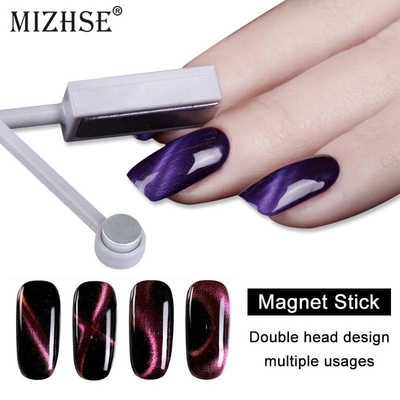 

MIZHSE Magnet Stick Cat Eyes Double Headed Nail Art Magnet for Nail Gel Polish 3d Line Strip Effect Strong Magnetic Pen Tools