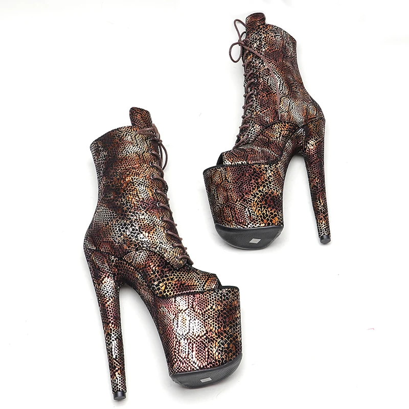 Leecabe20CM/8inches Suede  upper  High Heel platform Boots open toe  Pole Dancing boot