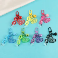 creative love heart shaped bell keychain for women girls cute acrylic chain pendant accessories phones car bag charm key ring