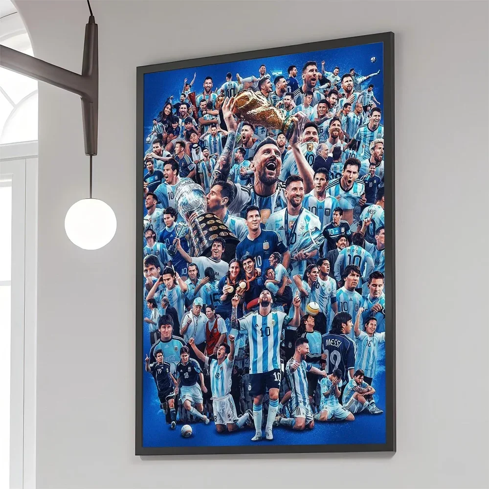 Леонель Месси постер футболиста в стиле ретро для дома кофейни гостиной спальни
