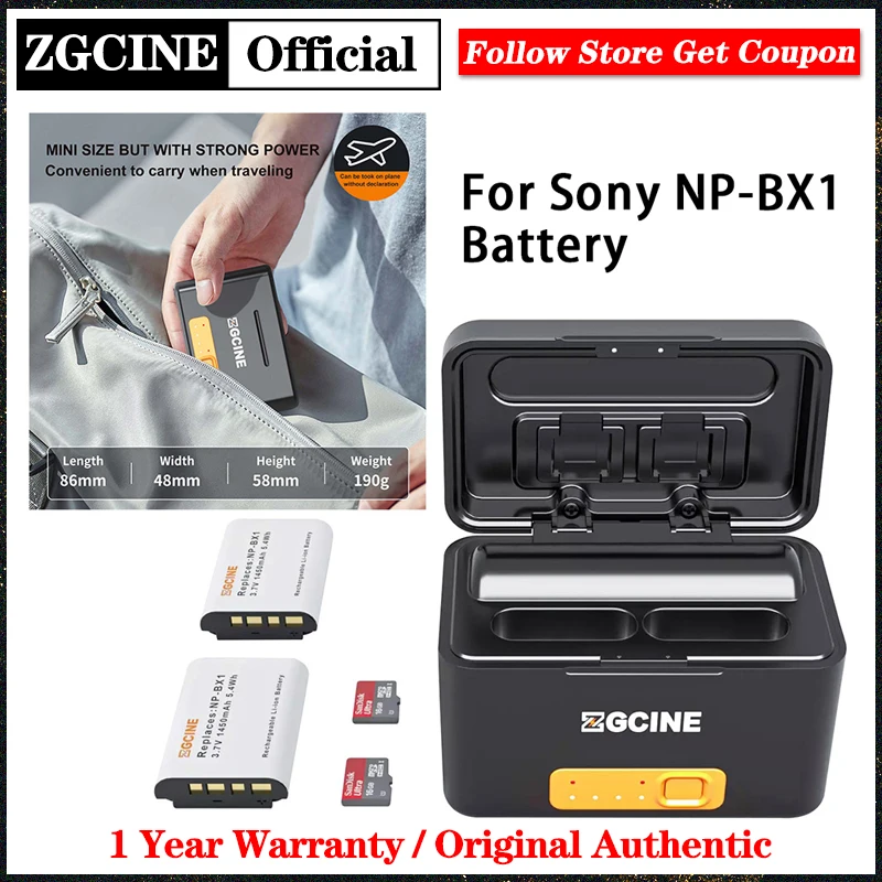 

ZGCINE PS-BX1 Charging Box For Sony NP-BX1 Battery 5200mAh Smart Charging Case Rechargeable For Camera Battery Storage Case