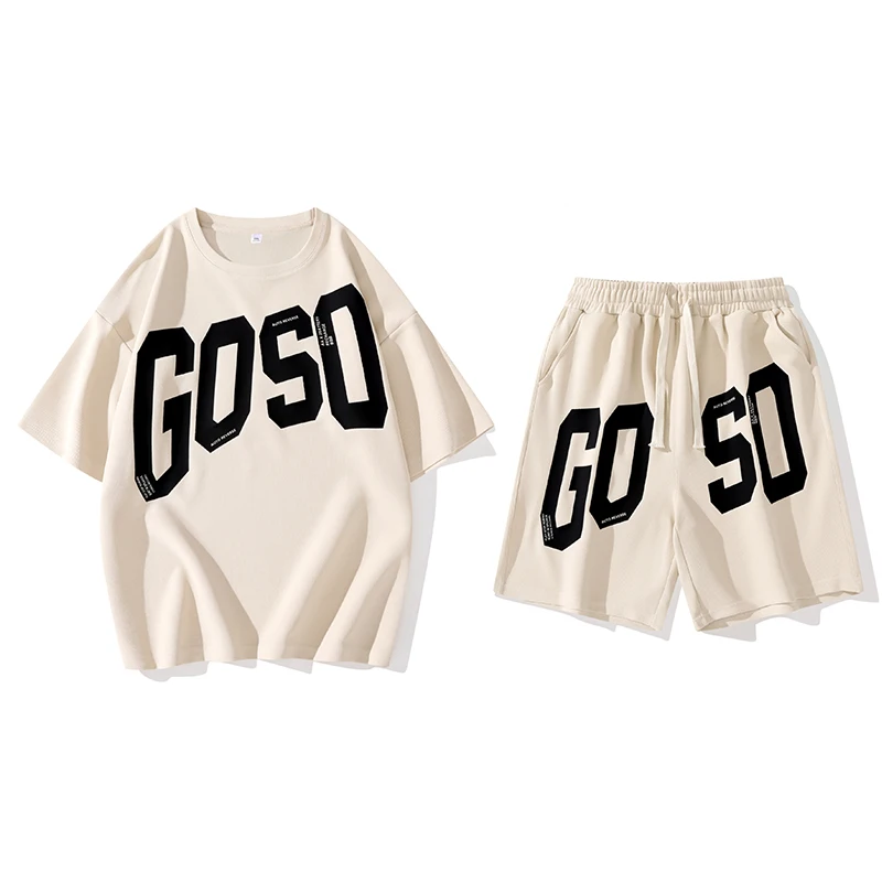 2023 New men's summer clothes simple fashion clothing loose casual T-shirt men's shorts 2-piece brand sportswear suit oversized