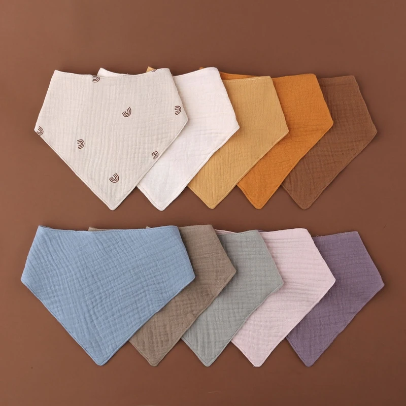 

5Pcs Feeding Drool Bibs Cotton Newborn Snap Button Soft for TRIANGLE Towel Baby