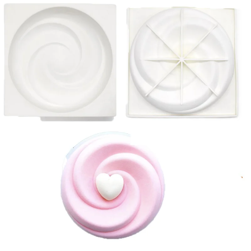 

Round Spiral Cake Mousse Silicone Mold French Round Ripple Chocolate Fondant Mold Oven Baking Pan Reusable Tool