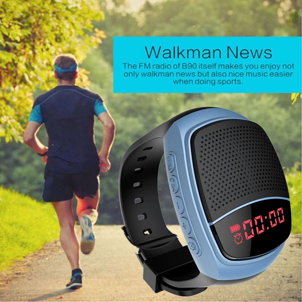 

Outdoor Portable Watch Speaker Hands-free Call Wireless Wearable Bluetooth Speaker FM Radio LED Display Support TF Card Playback
