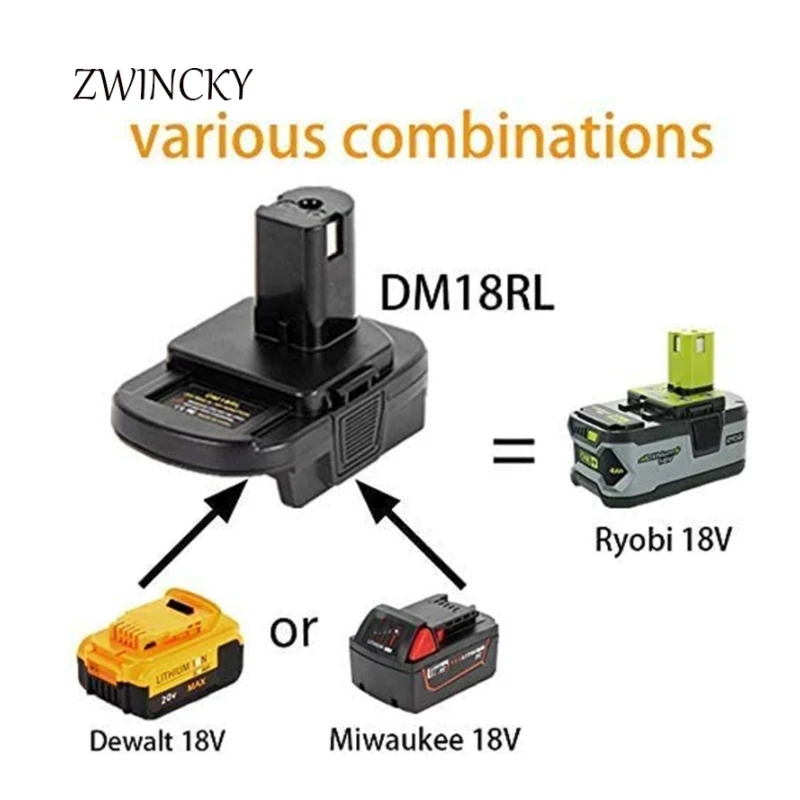 ZWINCKY DM18RL Battery Converter Adapter USB DM20ROB For RYOBI Convert DEWALT 20V Milwaukee 18 to 18V Battery Adapter