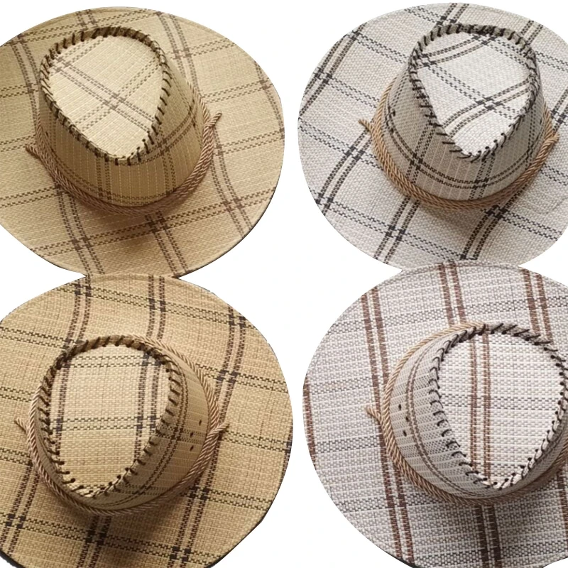 

Соломенная шляпа с широкими полями для мужчин и женщин, ковбойская Панама в западном стиле, с защитой от пота, дышащая, для активного отдыха
