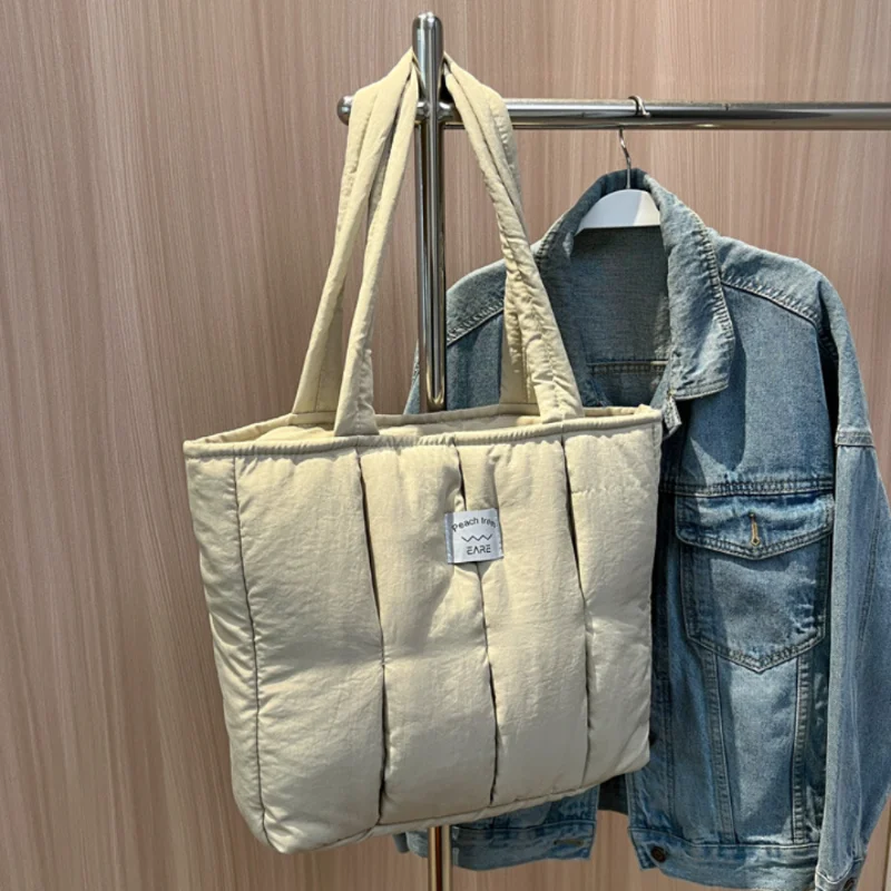 

Fashion Cotton Padded Handbag Luxury Designer Tote Bag Women's Satchel Female Shoulder Bags Quilted Shopper Bag Purse Bolsa Hobo