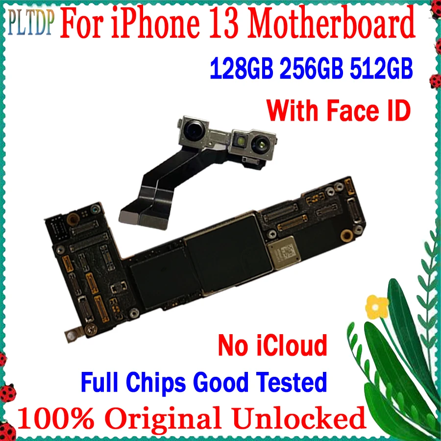 

Original Unlocked For iPhone 13 Motherboard 128GB/256GB/512GB Full Chips Tested logic board No icloud Support IOS Update & 5G