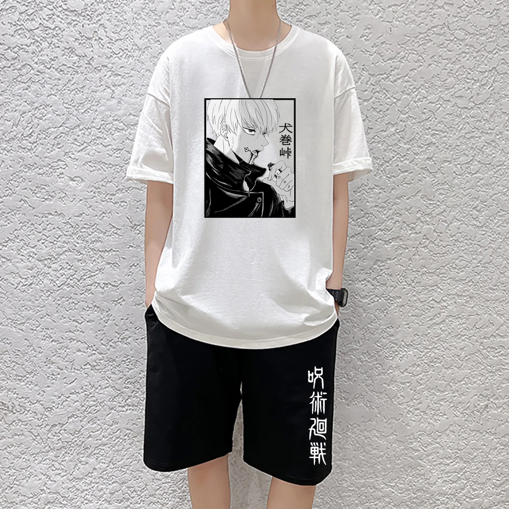 Jujutsu Kaisen T-Shirt Set、 Men's Anime Tracksuit Summer T-shirt Sets Summer Shorts Sweatpants Men's Clothing