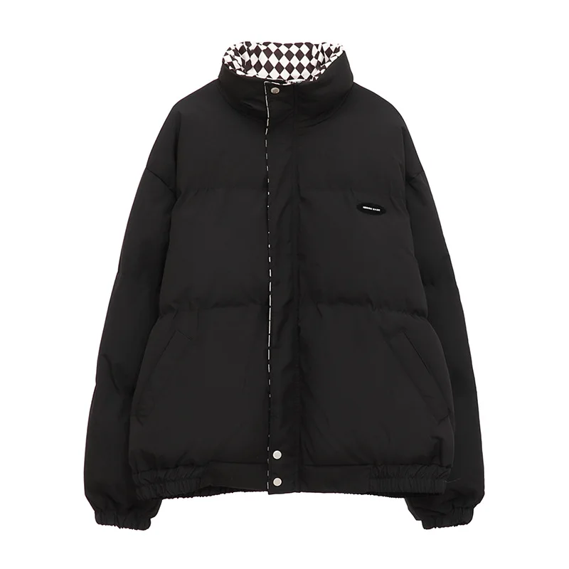 

HIPHOP Streetwear Cardigan Cotton Winter Jacket Thick Padded Men's Loose Lattice Jacket Parka Coat Unisex Outerwear Thicken Warm
