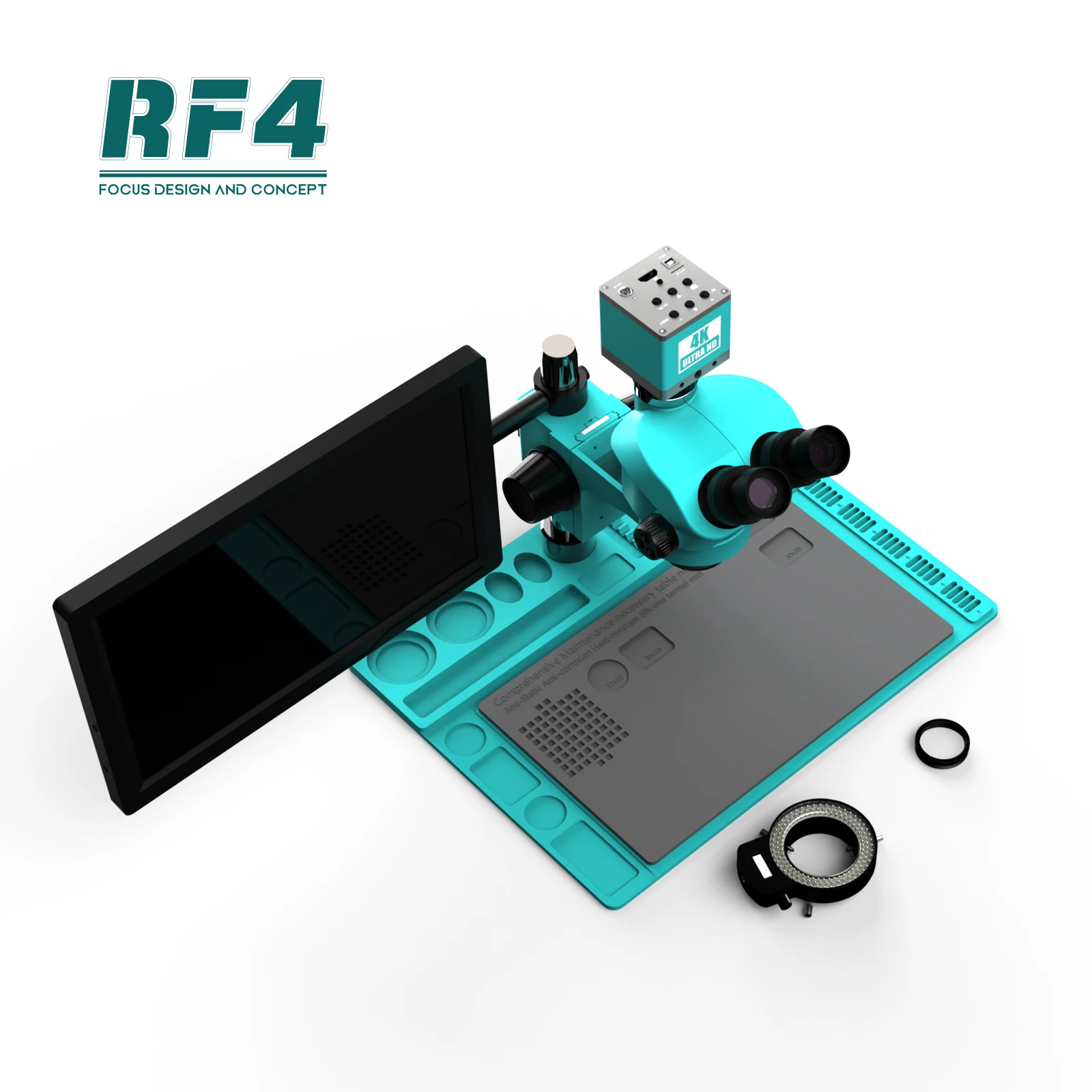 Тринокулярный Стерео микроскоп RF4 7-50X, 4K, HDMI, USB, камера, монитор 15,6 дюйма, электронный ремонтЛабораторияювелирный микроскоп (art.: 3920be2ebc18f) - 3920be2ebc18f