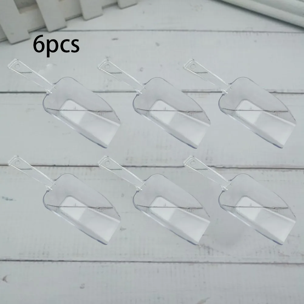 6PCS Clear Measuring Spoon Plastic Ice Scoop Scoopers Measuring Cup Shovel For Candy Dessert Buffet Ice Cream Protein Powder