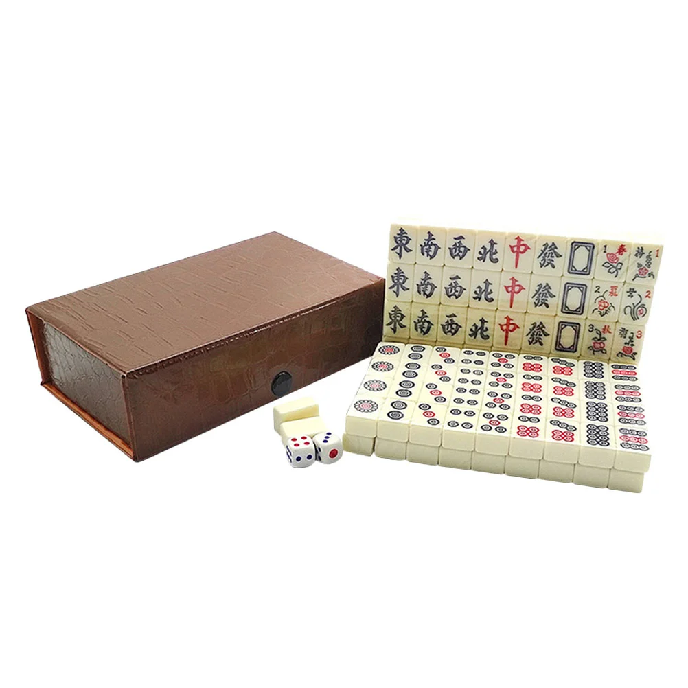 Mahjong Game Set Chinese Mah Mini Jongg Traditional Tiles Majiang Portable Travel Board Jong Classic Games Tileminiature Kit