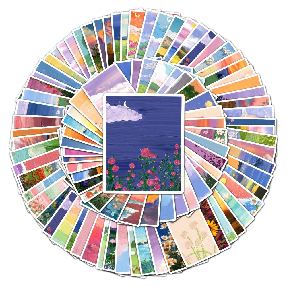 

10/30/50/100PCS Oil Painting Landscape Cartoon Graffiti Stickers DIY Suitcase Laptop Decorative Sticker Kids Classic Toys