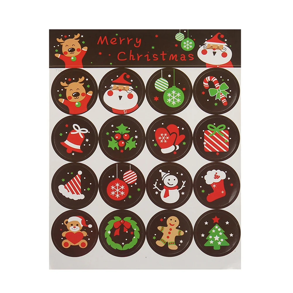 

40pcs Christmas Christmas Creative Round Package Sticker Label Paper Seal Sticker Decals for Gifts