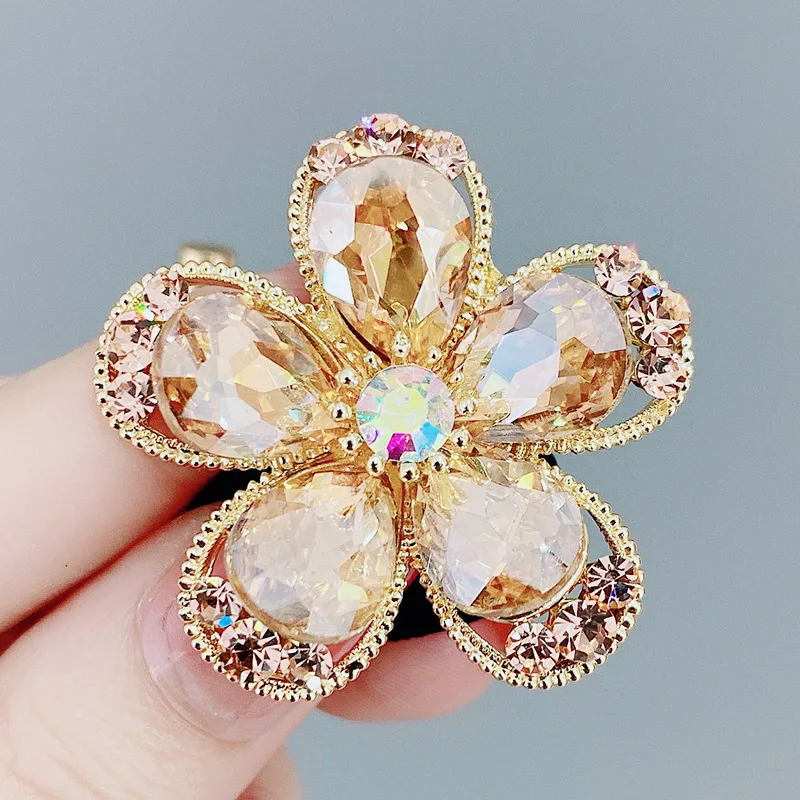 

Retro Shiny Crystal Rhinestone Flower Elastic Hair Bands Hair Tie Ponytail Rubber Rope Female Headdress Girl Hair Accessories